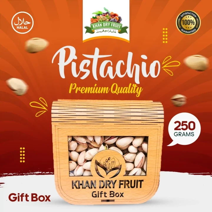 Pistachio Wooden Gifts Box 250g Price in Pakistan 2026 | Buy Online - Khan Dry Fruits
