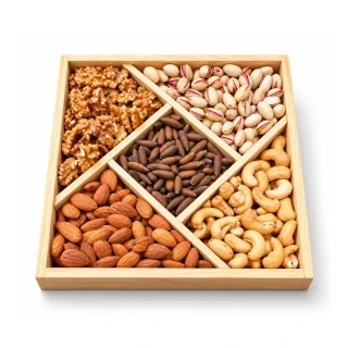 Premium 5-Compartment Wooden Dry Fruit Gift Box