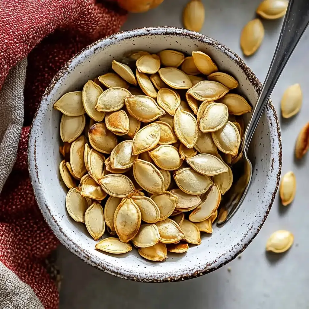 Roasted pumpkin seeds in bowl