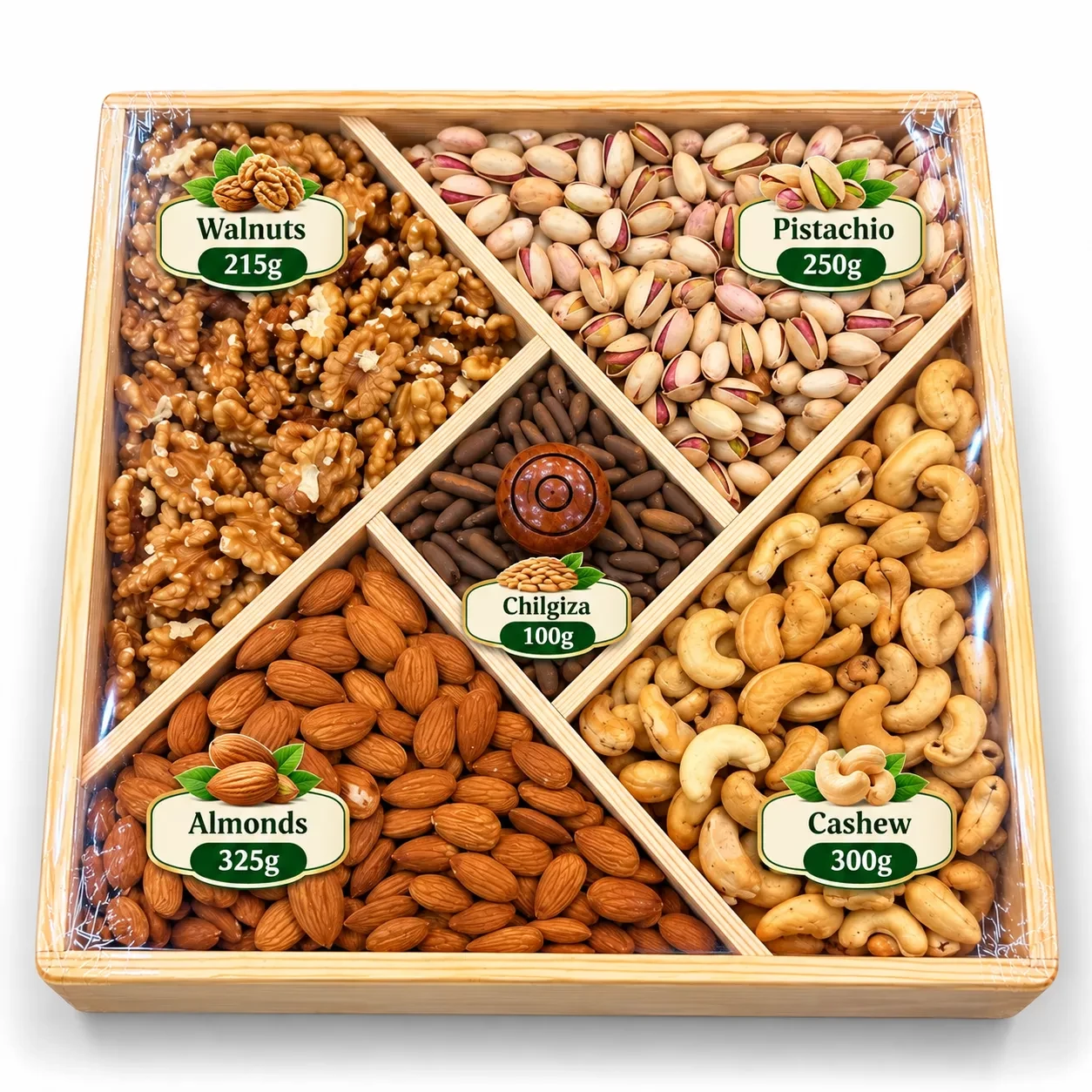 Best dry fruits Gift Complete Wood Basket 5 Portion